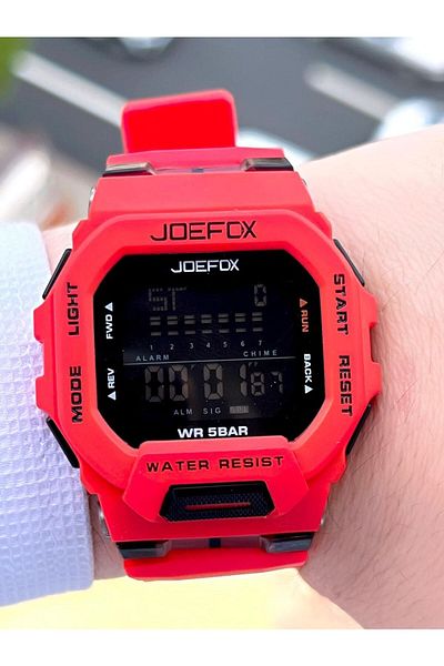 Joefox Red/Black Digital 5 Atm Water Resistant Sports Wristwatch J-gs01