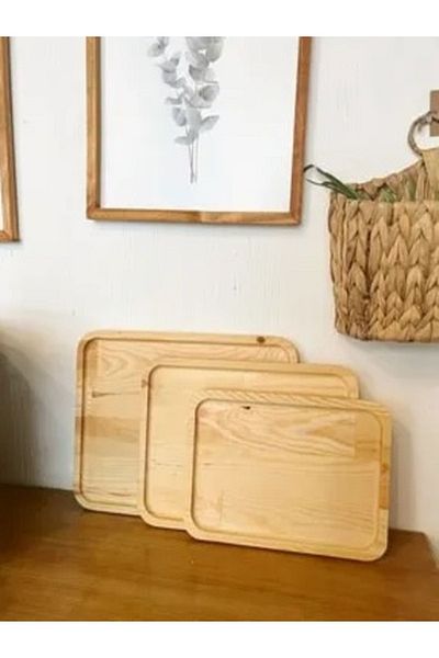 AR&MA WOOD 3 Sizes Wooden Serving and Presentation Plate / Tray / Stand