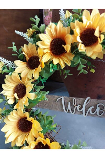 lolipophobi Ayçiçeği Temalı Kapı Süsü, Kapı Çelenk, Çelenk, Kapı Süsü, Yapay Çiçek, Ayçiçeği