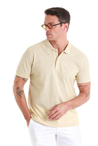 Hatemoğlu Mink Regular Fit Plain Mercerized Polo Collar 100% Cotton T-Shirt