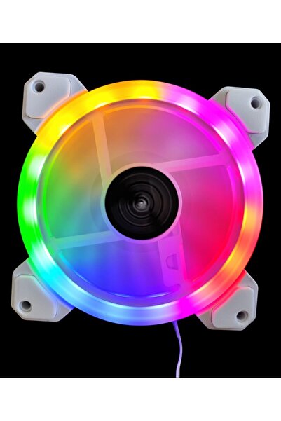 ECOYOM Beyaz 12 Cm Rgb Led Işıklı  Kasa Fanı Rainbow Işıklı Kasa Soğutucu Fan