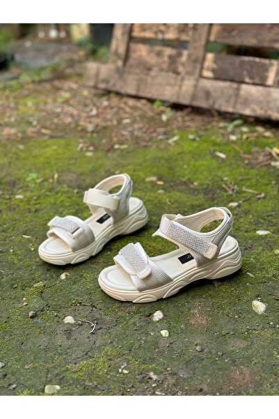 DİVA Μπεζ Diva Stoned Velcro Daily Γυναικεία Σανδάλια i