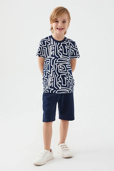 Arnetta Navy Blue Boy's Pajama Set - Waiter Capri 2506