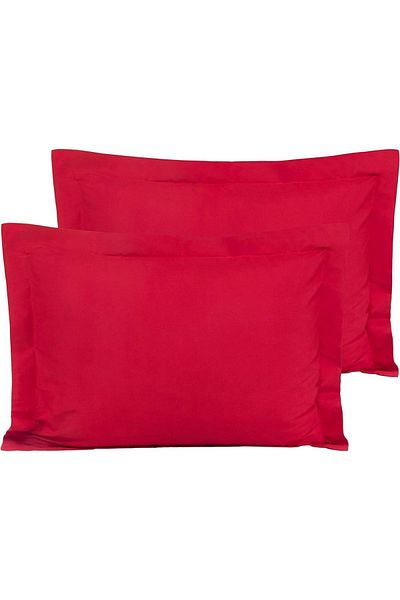 EVYA Soft Textured Skin Friendly 100% Cotton Red Flounce Edge Pillow Case 50X70Cm 2 Pieces Decorative