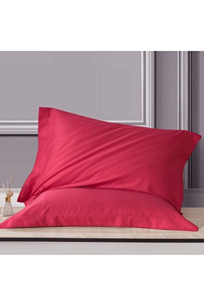 EVYA Soft Textured Skin Friendly 100% Cotton Red Flounce Edge Pillow Case 50X70Cm 2 Pieces Decorative
