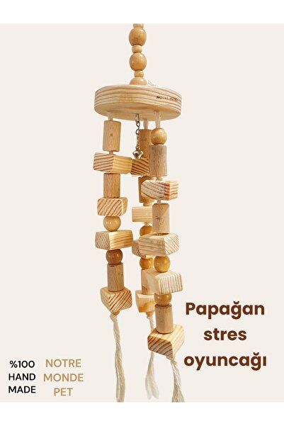 NOTREMONDEPET Ahşap el yapımı papağan stres oyuncaği büyük kafesler içiin uyg...