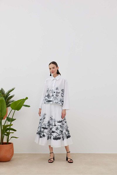 NUR KALAY COLLECTION Patterned Scalloped Skirt Set