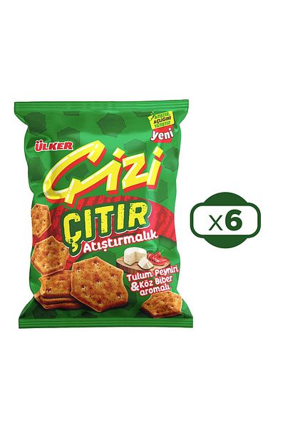 Ülker Çizi Crispy Snack 80 Gr Jumpsuit Cheese & Ember Pepper X 6 Pieces