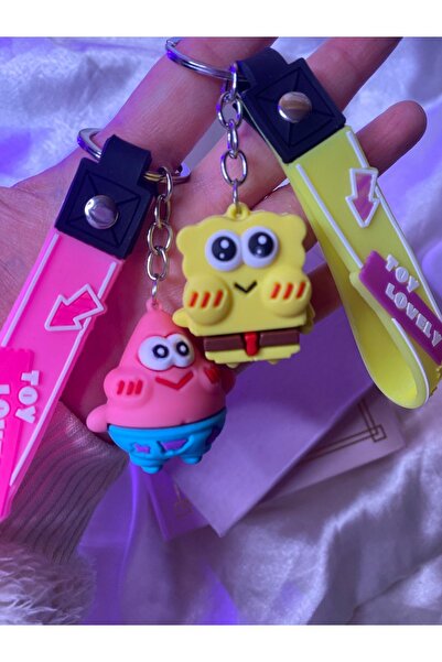 Mix 2 ADET sünger bob ve patric çift anahtarlığı , arkadaş anahtarlığı hediye...