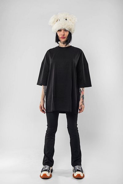 Bak Moda Unisex Μαύρο Oversize T-Shirt - Basic Model