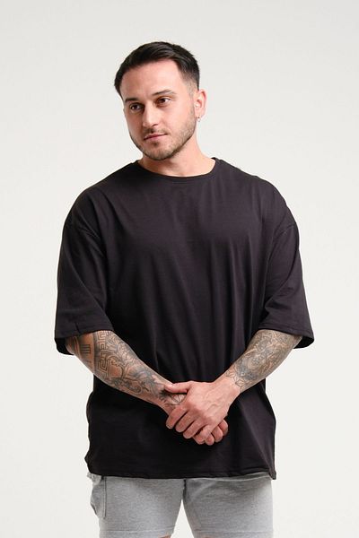 Dex Supports Lasting Energy Oversize Black Color T-shirt Loose Fit Non-Wrinkle Fabric