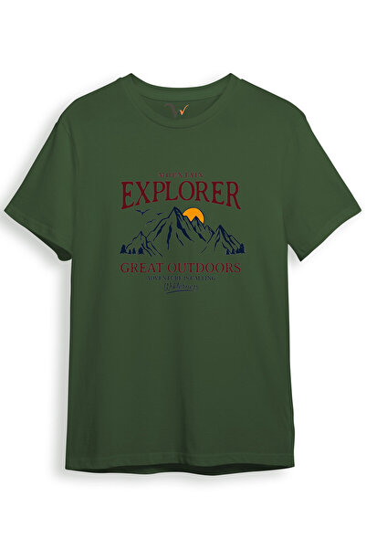 WİDİ Mountain Explorer Mountaineer Traveler-explorer Tricou kaki cu decolteu ...
