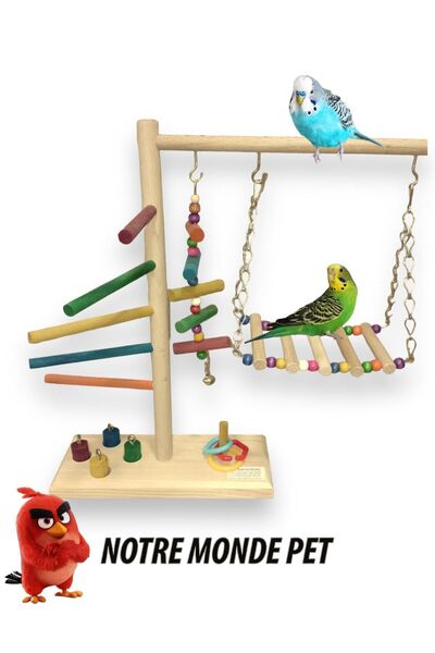 NOTREMONDEPET El yapımı zeka oyunlu köprülü salıncaklı mini paltform