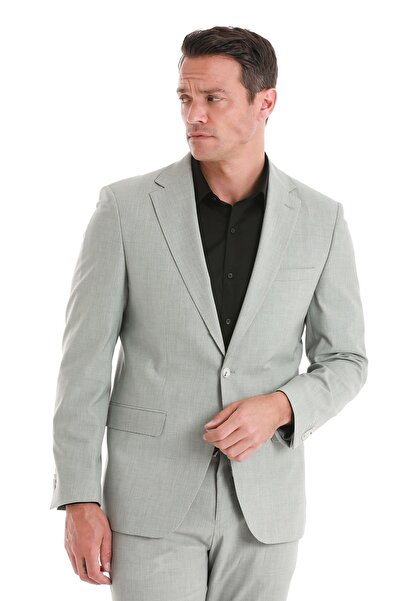 Hatemoğlu Gri Slim Fit Desenli Mono Yaka Klasik Takım Elbise
