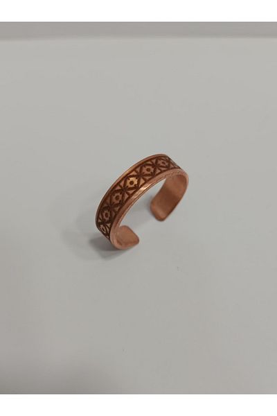 EldenEveBakır Ethnic Motif Copper Ring 6mm Lzry0011-1
