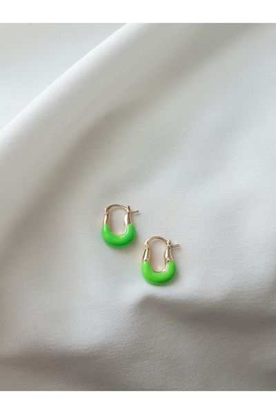 Siya Silver Green Gold Colored U Model Steel Earrings