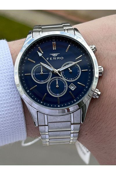 FERRO Steel Cord Inner Functions Active Chronograph 30 Mt Waterproof Men's Wristwatch EFM31388-A3