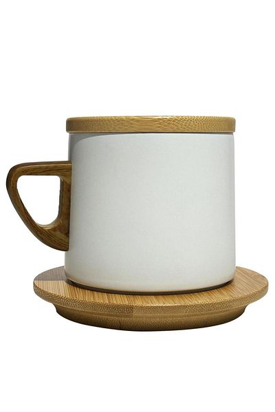 BAYLAR 304 Stainless Steel Bamboo Thermos Cup and Coaster - Ideal Design for Camping, Office, Home