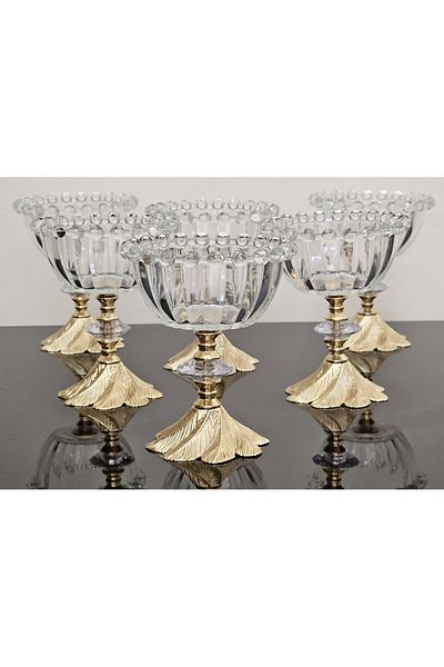 atabey home وعاء كبير بقطر 12 سم مكون من 6 قطع - وعاء حلوى ووعاء للوجبات الخفيفة مزود بالخرز والقدمين والآيس كريم