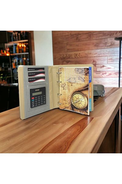 Kerem ofis Thermo Leather Lined Organizer - Timeless Agenda with Calculator, Undated Notebook