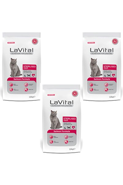 LaVital Somonlu Premium Kısır Kedi Maması 1.5 Kg 3'lü Paket