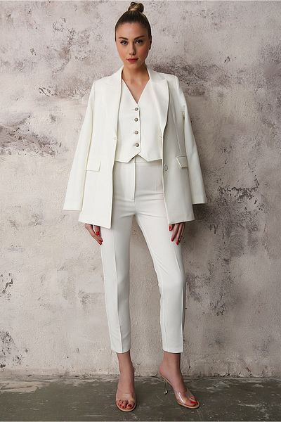 Yake Skinny Leg Trousers with Buckle Detail on the Waist
