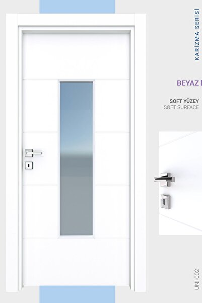ALO KAPI MELAMİN KARİZMA İKİ CAMLI ODA KAPISI, BEYAZ, 76/204/14-17 CM