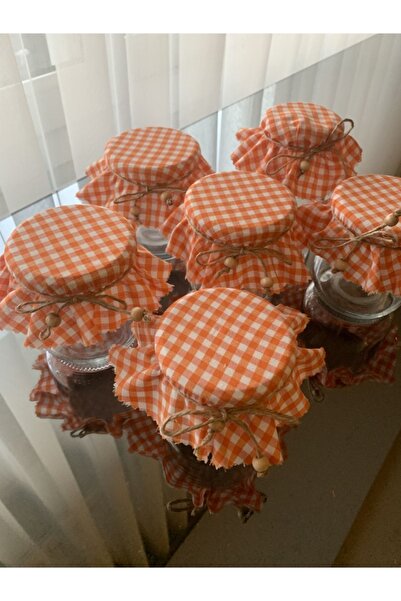 lovelyhome35 6 Adet Turuncu Küçük Pötikareli,lastikli Dikişli Kavanoz Kapağı ...