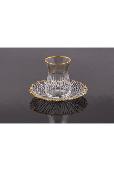 Aymin Kristal Camger Daisy Tea Glass Set