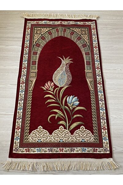 SOLAKLARGROUP Ultra Luxury Tulip Garden - Dowry Gift, Lined, Claret Red Prayer Rug