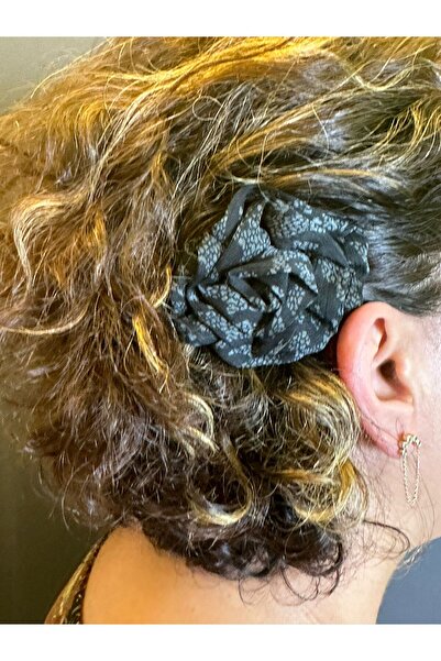 Gönülden Tasarım 7x7 cm Black Fume Patterned Women's Hair Clip Set - 8 Pieces