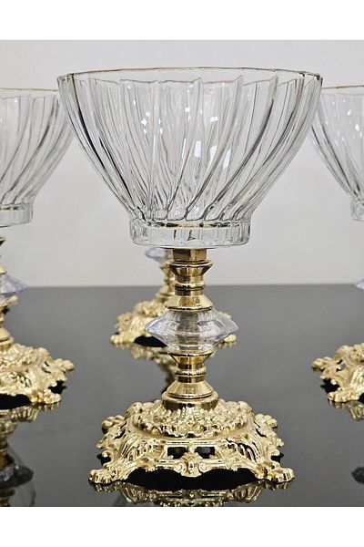 Paşabahçe BUKET MAGNOLIA BOWL CASTING SQUARE FOOT GOLD DETAILED CANDELIER & BRA