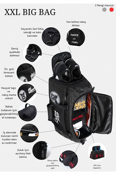 Dex Supports Lasting Energy Sports Bag XXL Large Size Fitness Sports Bag BIG BAG
