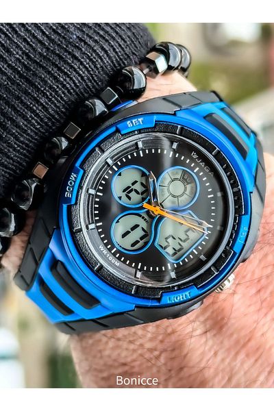 Jaga Blue Silicone Band, Waterproof, (SUITABLE FOR POOL, SEA USE) Digital Sports Wristwatch