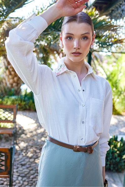 NUR KALAY COLLECTION Linen Tunic - Embroidery Detailed