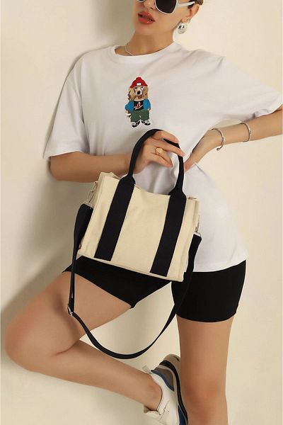 citycenterfashion Geantă de pânză pentru femei - Închidere cu comutare coloană magnetică, cty-lbn-3368