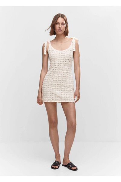 MANGO Woman Belted Lace Dress