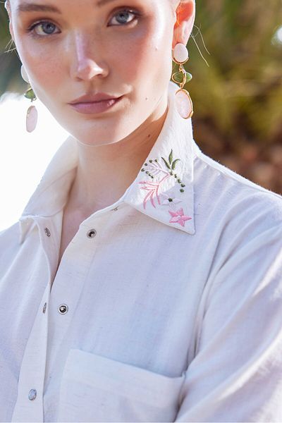 NUR KALAY COLLECTION Linen Tunic - Embroidery Detailed