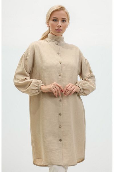 new ats Judge Collar Linen Buttoned Tunic