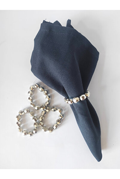 BEYHAN BAYHAN 4 Adet Gümüş Disko Top Boncuklu Peçete Yüzüğü Halkası - Inci 10 Mm