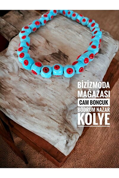 bizizmoda Bodrum Glass Bead Serenay Bead Necklace Evil Eye Necklace