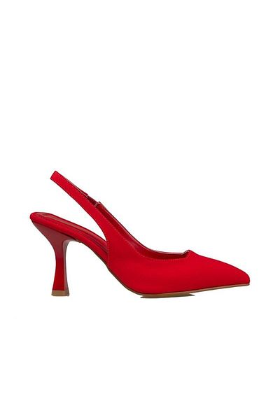 Trend Adımlar Linen Women's Classic Shoes - Red Chic Ease Elastic