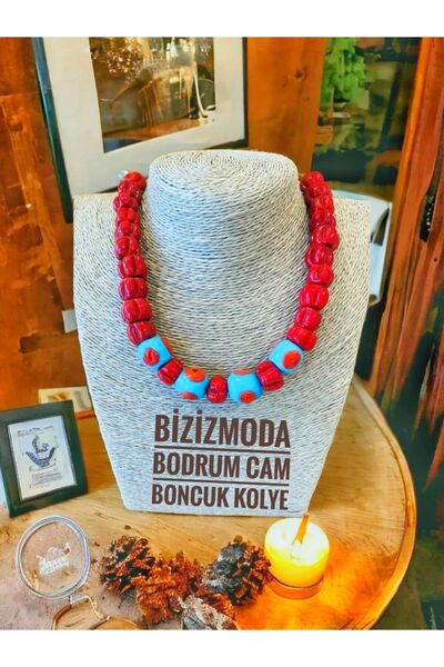 bizizmoda قلادة من الخرز الزجاجي في الطابق السفلي