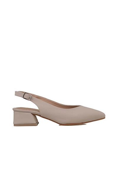 Trend Adımlar Beige Satin Glow - Women's Pointed Toe Open Back Shoes