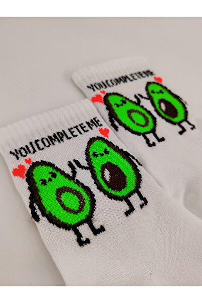 Shuttle Park Λευκές κολεγιακές κάλτσες Unisex με σχέδιο αβοκάντο - Comics Fashion, Written