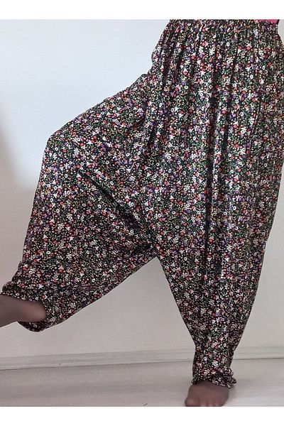 DESENLI GELINCIK Jersey Shalwar cu plasă de sus cu model de flori
