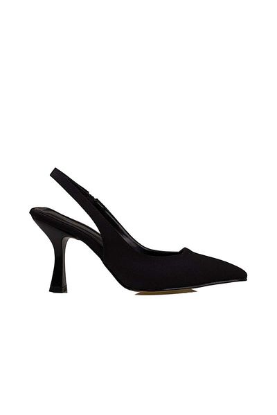 Trend Adımlar Linen Black Chic Ease Classic Women's Shoes - Elastic