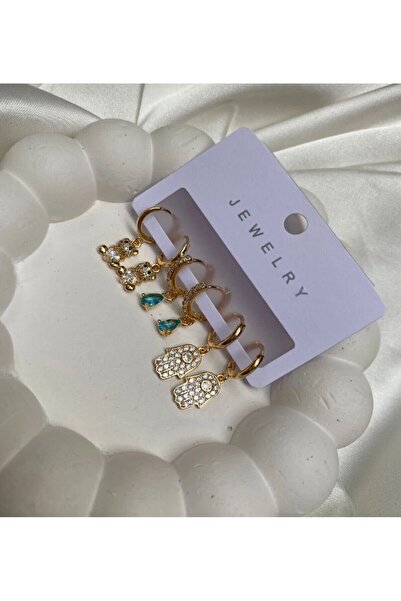 Accessories 6lı Set Figürlü Zirkon Taşlı Kaplama Küpe