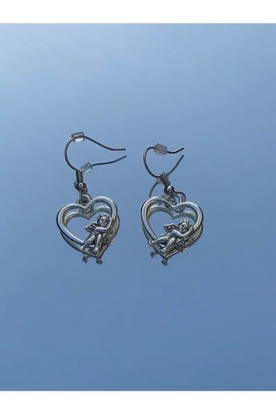 bohemian takı tasarim Kalp Melek Küpe