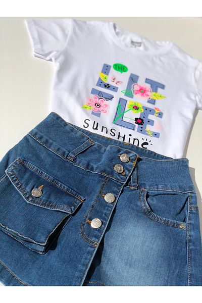 Dijitex Girl's Denim Shorts - Jeans and Skirt Design